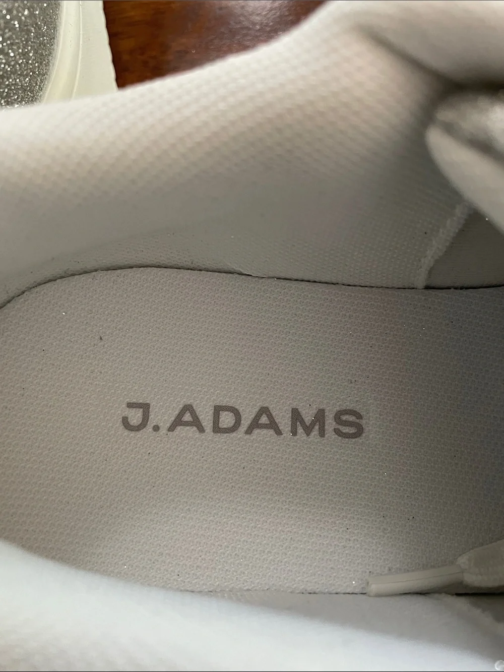 J. ADAMS Hero Platform Sneakers, Women’s 10, Silver Glitter
